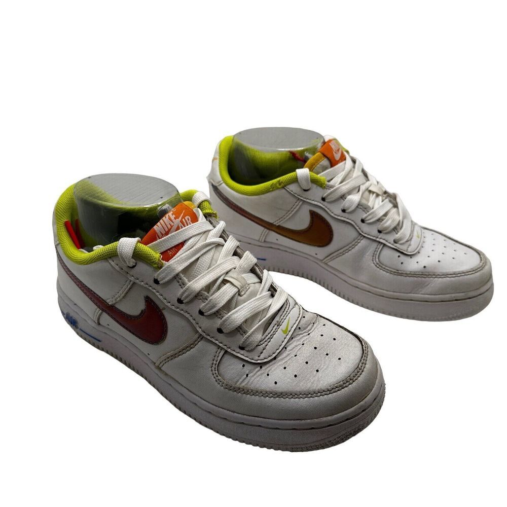 Nike Air Force 1 Kids Sneakers Unisex White Size 3.5 Lace-up Logo Rubber Sole